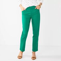Женские брюки прямого кроя без шнурков Croft &amp; Barrow Effortless для миниатюрных женщин Croft &amp; Barrow, зеленый