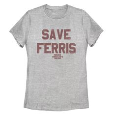 Футболка Paramount Ferris Bueller&apos;s Day Off для юниоров с красной надписью &quot;Save Ferris&quot; Licensed Character