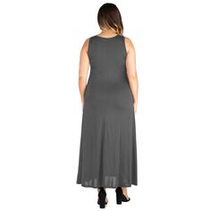 Плюс размер 24seven Comfort Apparel Простое платье макси трапециевидного силуэта на бретелях 24Seven Comfort Apparel, черный