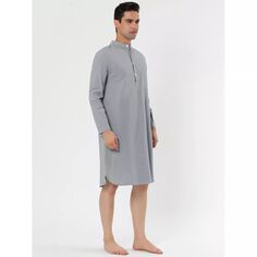 Мужская хлопковая ночная рубашка с длинными рукавами, пижамное платье Lars Amadeus