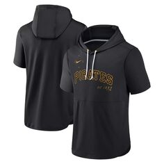 Мужской черный пуловер с капюшоном Nike Pittsburgh Pirates Springer Team с короткими рукавами
