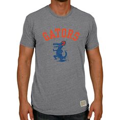 Мужская оригинальная ретро-брендовая футболка Heather Grey Florida Gators, винтажная Футбольная футболка Gator Tri-Blend