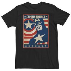 Футболка с плакатом «Большой и высокий Капитан Америка Мстители» Marvel