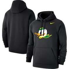 Мужской черный флисовый пуловер с капюшоном с логотипом Oregon Ducks Duck Club Nike