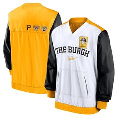 Мужской белый/золотой пуловер с v-образным вырезом Pittsburgh Pirates Rewind Warmup Jacket Nike