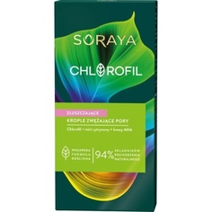 Хлорофилл, отшелушивающие капли, сужающие поры, для молодой кожи, 30 мл, Soraya