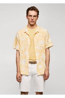 Рубашка из 100% хлопка с гавайским рисунком Mango, желтый