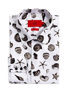 Рубашка приталенного кроя с принтом морских ракушек Elie Balleh, белый