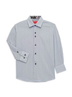 Хлопковая рубашка в горошек современного кроя для маленького мальчика Elie Balleh, цвет Cream Black
