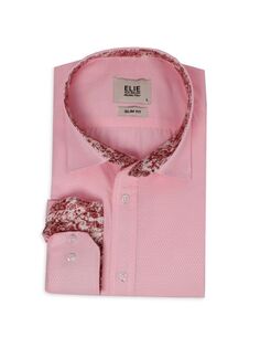 Жаккардовая классическая рубашка с цветочной отделкой Elie Balleh, розовый