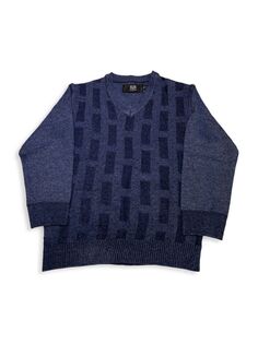 Меланжевый свитер с V-образным вырезом для маленького мальчика Elie Balleh, темно-синий