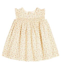 Платье baby clothhibis из хлопка с цветочным принтом Bonpoint, бежевый