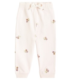 Спортивные брюки из хлопкового флиса с вышивкой baby bambo Bonpoint, розовый