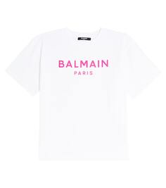 Футболка из хлопкового джерси с логотипом Balmain, белый