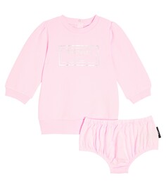 Комплект из хлопкового платья и шароваров с логотипом baby Balmain, розовый