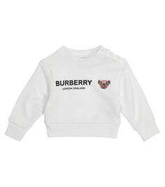 Хлопковая толстовка с логотипом baby Burberry, белый