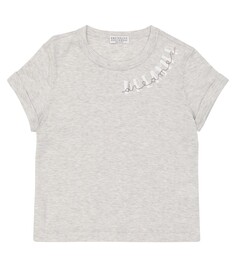 Хлопковая футболка с принтом Brunello Cucinelli, серый