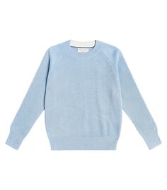 Хлопковый свитер ребристой вязки Brunello Cucinelli, синий