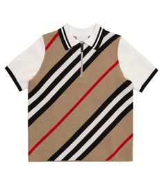 Рубашка-поло из смесовой шерсти icon stripe Burberry, бежевый
