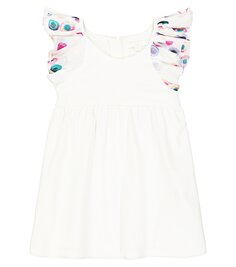 Детское хлопковое платье с вышивкой Chloé, белый Chloe