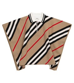 Кейп icon stripe из смесовой шерсти Burberry, бежевый