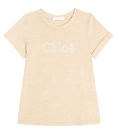 Футболка из хлопкового джерси Chloé, бежевый Chloe