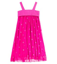 Вышитое шелковое платье Chloé, розовый Chloe