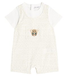 Хлопковый комбинезон для малышей с логотипом Dolce&amp;Gabbana, бежевый