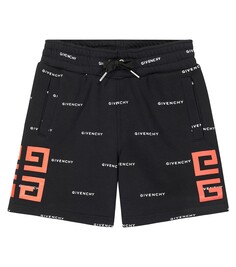 Шорты из хлопкового джерси с логотипом Givenchy, черный