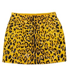 Мини-юбка с леопардовым принтом Dolce&amp;Gabbana, желтый