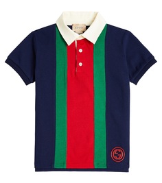 Рубашка-поло из хлопкового джерси web stripe Gucci, мультиколор
