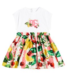 Комплект из детского хлопкового платья-рубашки и шароваров Dolce&amp;Gabbana, мультиколор