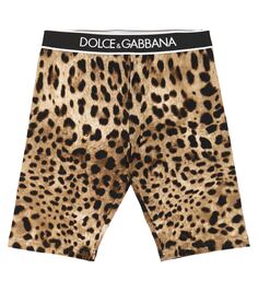 Шорты из эластичного хлопка с леопардовым принтом Dolce&amp;Gabbana, коричневый