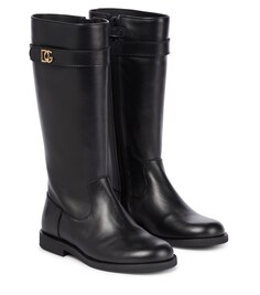 Кожаные сапоги до колена Dolce&amp;Gabbana, черный
