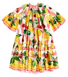 Платье из хлопка с принтом Dolce&amp;Gabbana, мультиколор