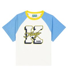 Хлопковая футболка с вышитым логотипом Kenzo, мультиколор