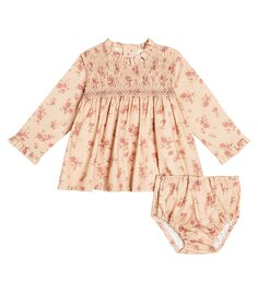 Комплект из хлопкового платья и шароваров с цветочным принтом baby ivina La Coqueta, розовый