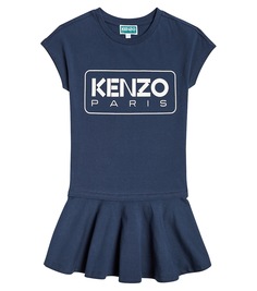 Хлопковое платье с логотипом Kenzo, синий