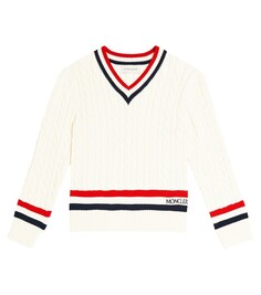 Хлопковый свитер Moncler Enfant, белый