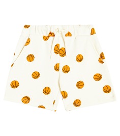 Баскетбольные шорты из хлопкового джерси Mini Rodini, белый
