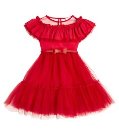 Платье из тюля abito con gala Monnalisa, красный