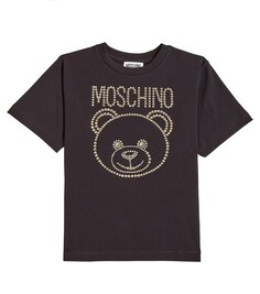 Футболка с логотипом из смесового хлопка Moschino, черный