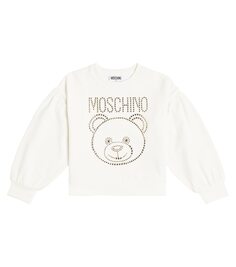 Украшенная толстовка из смесового хлопка Moschino, белый