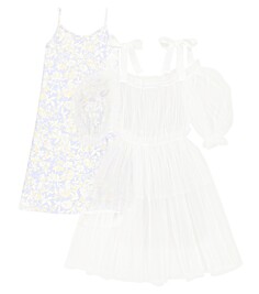 Тюлевое платье со сборками и цветочным принтом на хлопковой подкладке Paade Mode, белый