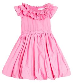 Хлопковое платье с оборками Monnalisa, розовый