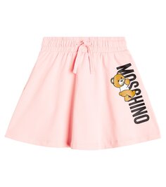 Юбка из смесового хлопка с логотипом Moschino, розовый