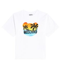 Футболка из хлопкового джерси с принтом Moschino, белый