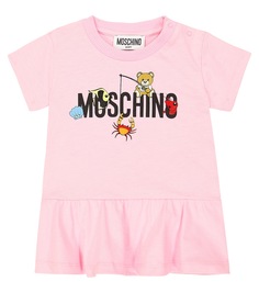 Хлопковое платье с логотипом Moschino, розовый