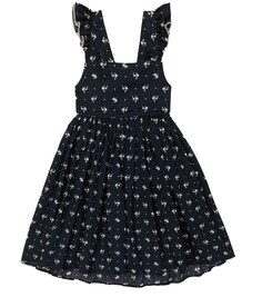 Хлопковое платье со сборками и цветочным принтом Paade Mode, черный