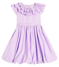 Хлопковое платье с оборками Monnalisa, фиолетовый